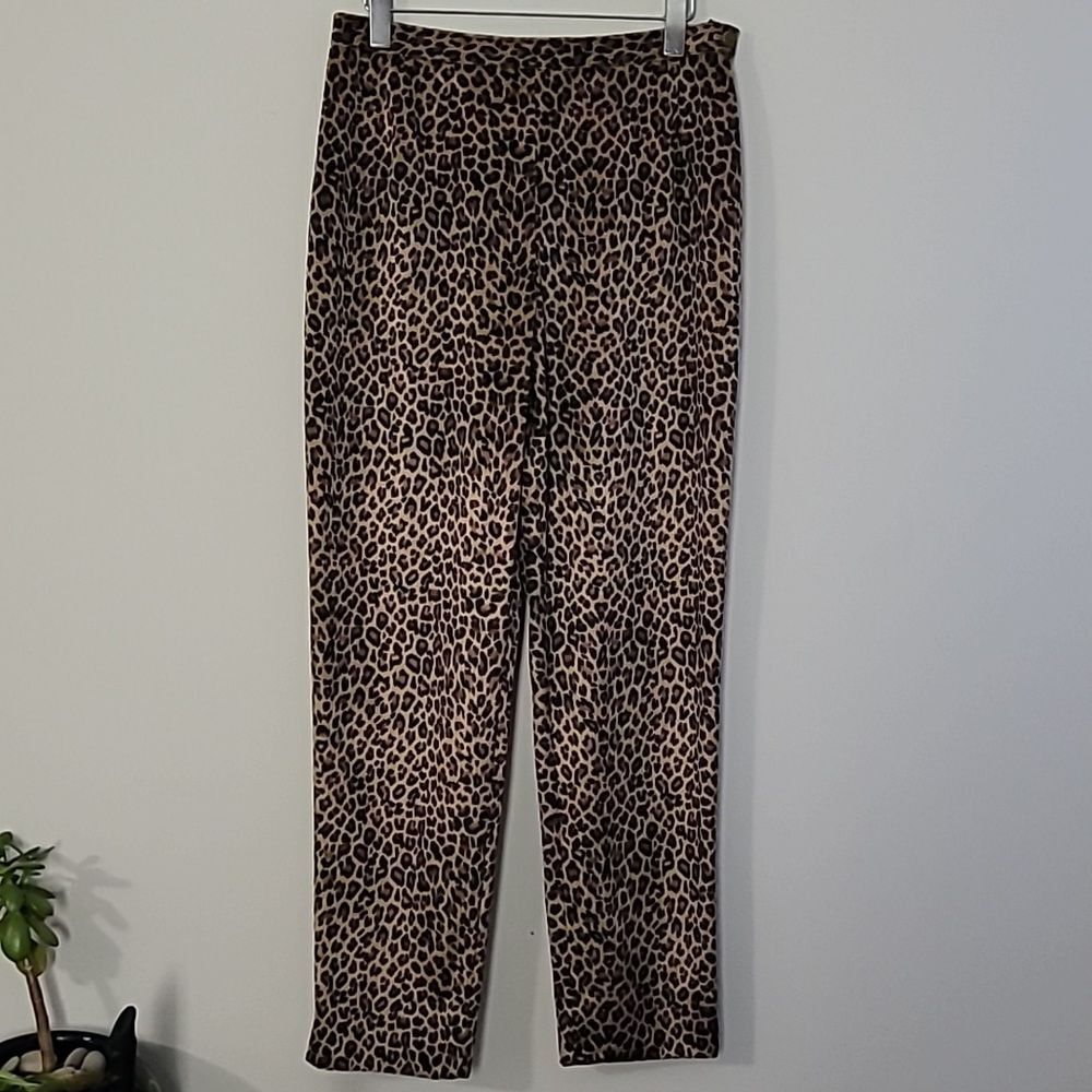 VTG Philippe Adec Pants Sz 12 Mob Wife Animal Print Quiet Luxury Winter